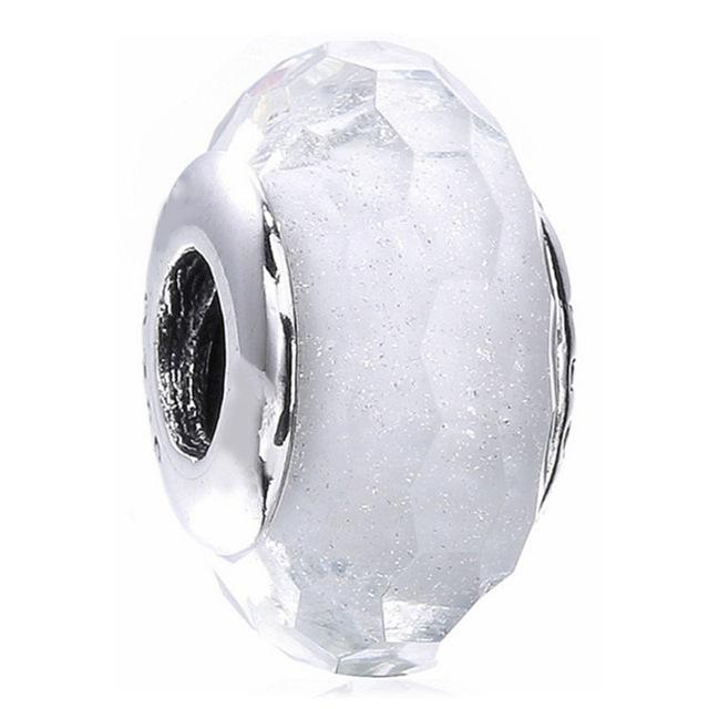 Новый шарм из стерлингового серебра 925 пробы, многоцветный мерцающий бирюзовый граненый лэмпворк, муранское стекло, бусина, подходит для модного браслета, ювелирные изделия своими руками