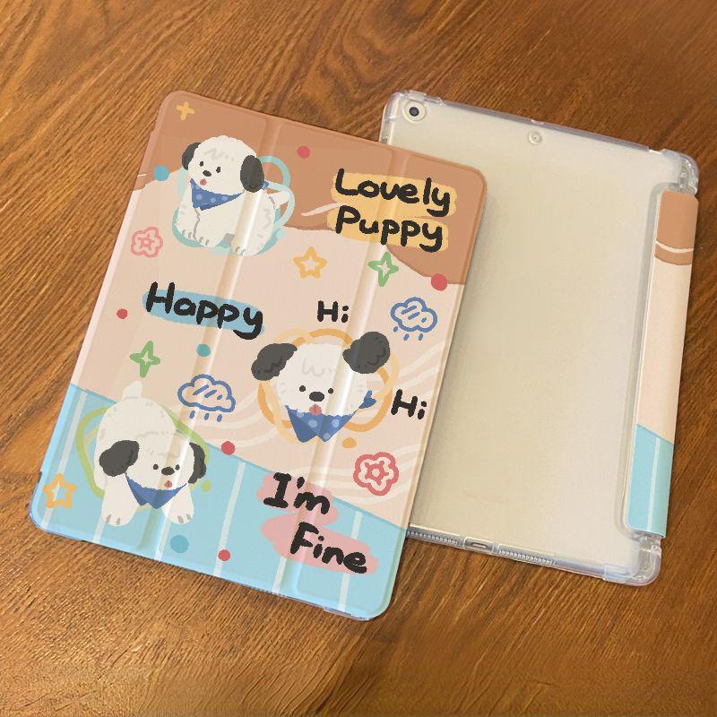 For iPad Air6 Case Cartoon Cute Cat Pattern iPad Tri-fold Flip Case for iPad Air4 Air5 2022 10th 10.9 Air1/2 9.7 Air3/Pro2017 10.5 with Pencil Holder