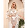 1 Pcs Swimsuit Coverup for Women Sexy Sheer Mesh Boho Design Tassels Beach Bikini Swimsuit Cover Up Dress