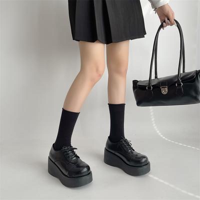 Модные японские туфли Harajuku Soft Sister Muffin Platform Shoes Big Head Shoes Retro Dark Wind 2024 Wedge Round Head Single Shoes Woman