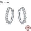 925 Sterling Silver Dazzling CZ Crystal Earrings, Simple Classical Hoop Earrings