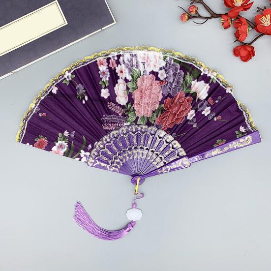 Складной веер в китайском стиле с кисточками, переносной летний вентилятор для охлаждения, украшение для танцевальных представлений, реквизит для костюмов для вечеринок