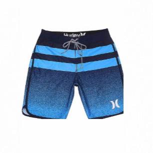 Men's Quick Dry Elastic Pants, Surf Beach Pants, Fitness Shorts with Horizontal Stripe Print