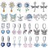 Real 100 %925 Sterling Silver Flower Sparking Butterfly Earrings For Women Fashion Boutique Jewelry Party Wedding Gift 2023 New