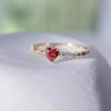 European & American Fashionable Ruby Heart Ring with Imitation Diamond Zircon