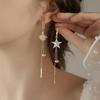 2PC New Trend Star Earth Long Tassel Dangle Earrings For Women Planet Crystal Statement Pendant Earrings Wedding Party Zircon