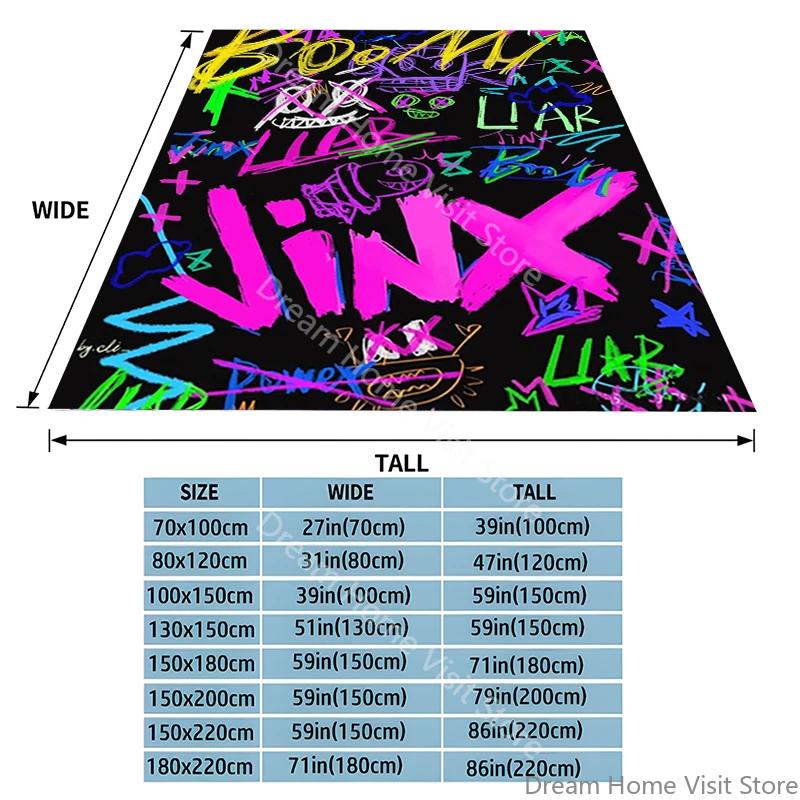 1 шт. Современное фланелевое покрывало в стиле граффити, с принтом персонажей Jinx & Boom, многоцелевое для дивана, кровати, путешествий и кемпинга