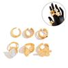 Adjustable Flower Rings Set With Imitation Pearls Accent for Women Elegant Charm And Statement Jewelry Statement Pieces