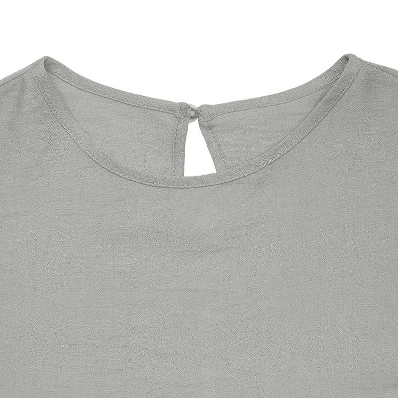 VEZFAA Женская мода лето весна однотонный принт рукава 1/2 О-образный вырез свободная талия повседневные платья