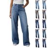 Женские джинсы с высокой посадкой, эластичные, расклешенные, с прямыми штанинами, свободные, модные, с необработанным краем, джинсовые брюки