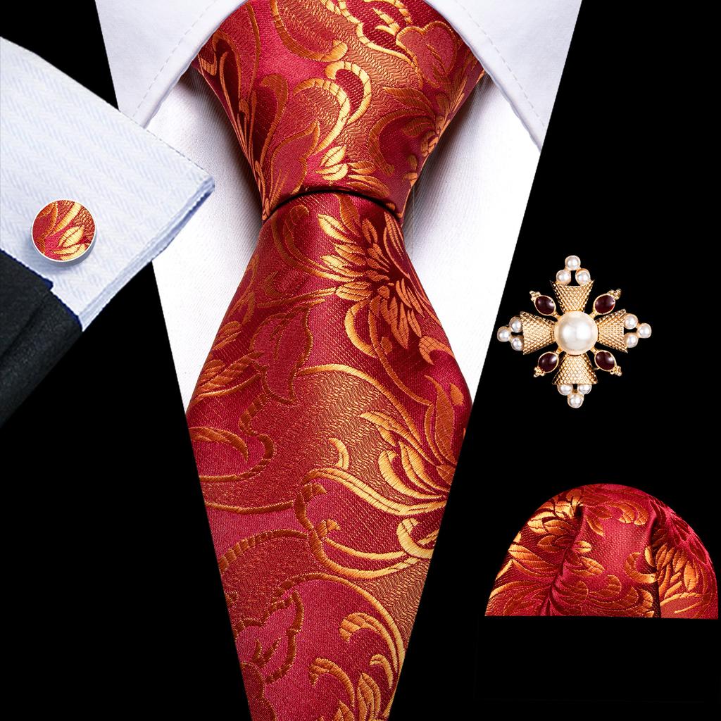 Комплект для мужчин: галстук, брошь и карманный платок