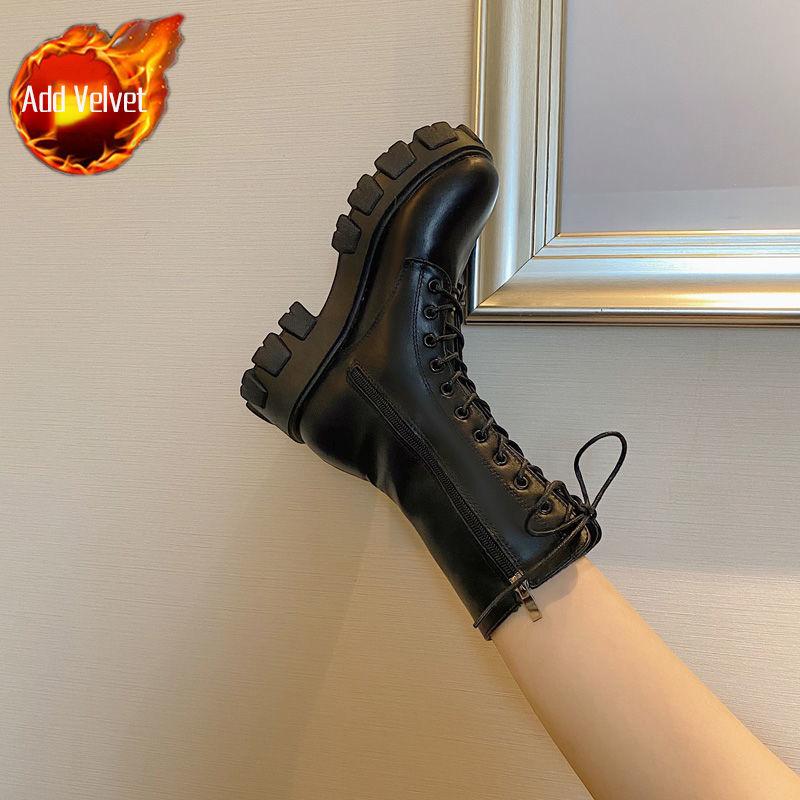 Обувь для женщин, женские сапоги до середины голени, с круглым носком, полувысокие, новые, рок-байкерские, черные, водонепроницаемые, Gyaru, стильные, предложение на
