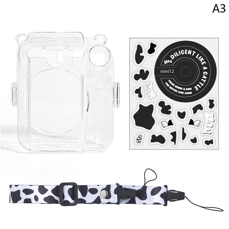 1 Набор Для Instax Mini 12 Прозрачная Сумка для Камеры Дорожная Сумка на Плечо с Милыми Наклейками Прозрачный Ремешок-Шнурок для Камеры Наклейки