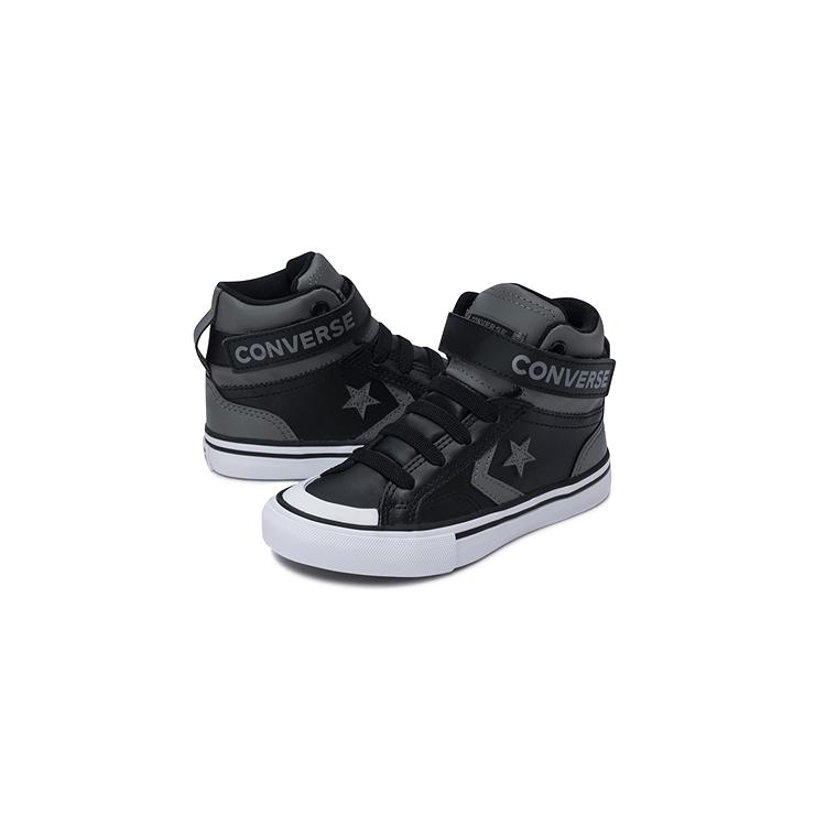 Converse Pro Blaze Strap Leather High PS Sharkskin Kids Sneakers Grey Black White A09329C