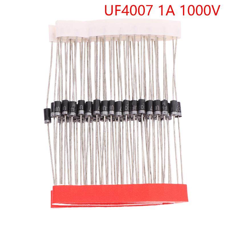 50 шт. выпрямительных диодов Шоттки Uf4004 Uf4007 1A 400 В 1000 В сверхбыстрый выпрямительный диод Do-41