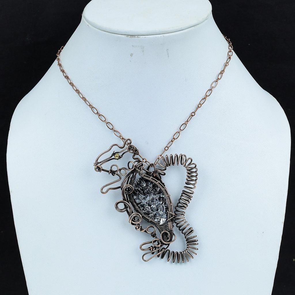 Shungite Rough Copper Pendant Wire Wrapped Gemstone Pendant Handmade Copper Jewelry Dainty Rabbit Pendant Wire Wrap Jewelry Gifts For Women