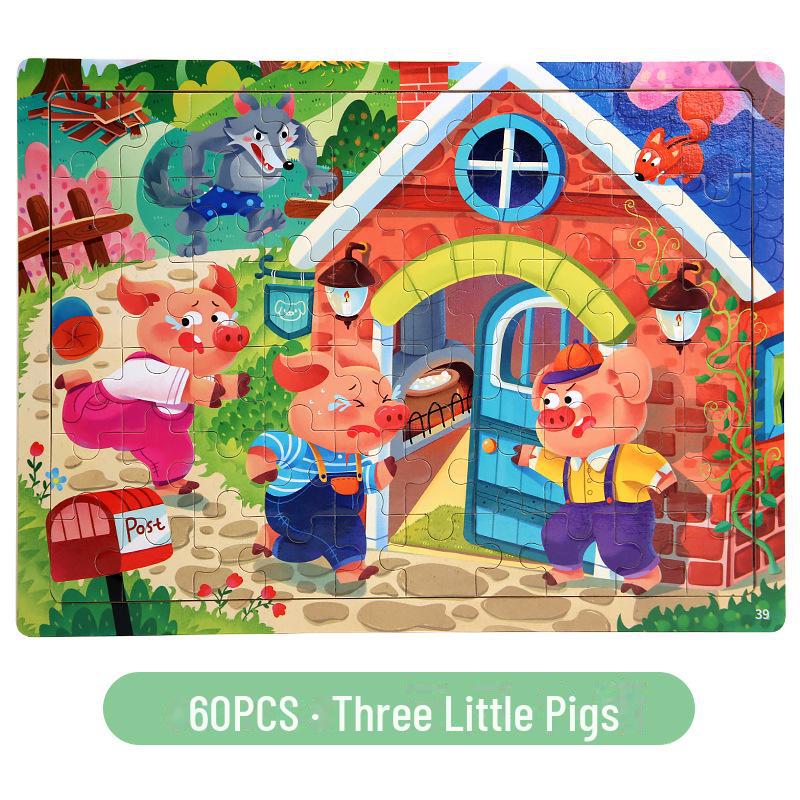 Temu 60-Piece Wooden Cartoon Puzzle for Early Childhood Education