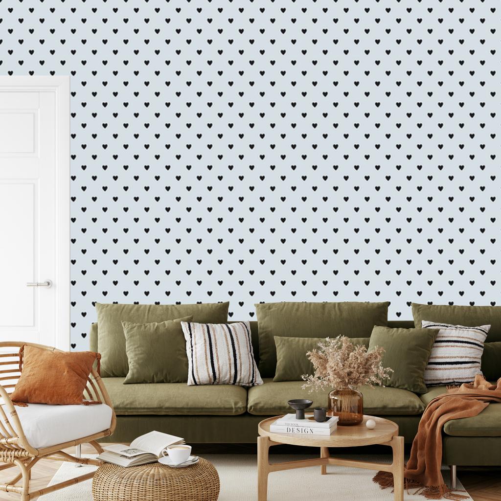 Light Gray and Gray Hearts Wallpaper 50x1000