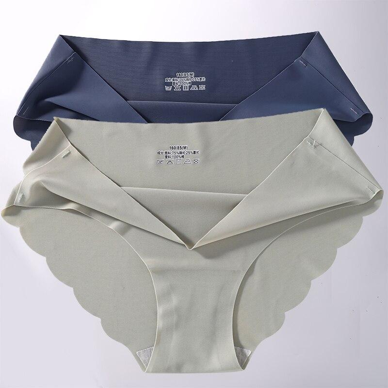 2Pcs/Set Seamless Silk Women's Panties Briefs Women Underwear Female Underpants Comfortable Silk Panty Sexy Woman Lingerie M-XL
