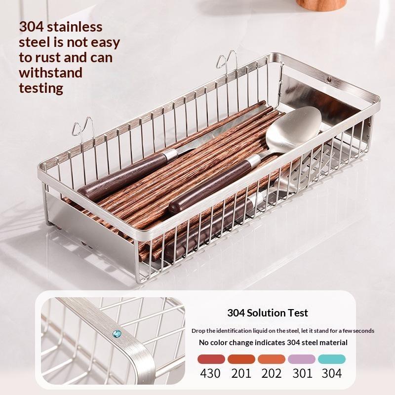 Waterproof Oil-proof Stainless Steel Utensil Drying Basket Cutlery Storage Holder Drawer Organizer for Commercial Home Kitchen