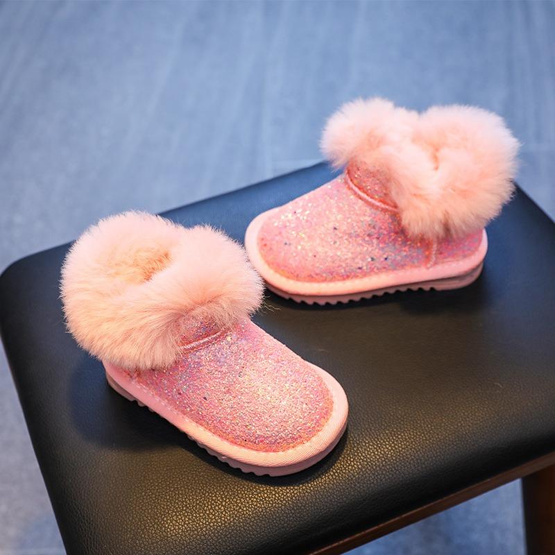 Модные новые яркие детские ботинки зимние утолщенные детские сапоги бархатные теплые холодные детские хлопковые сапоги с блестками зимние сапоги