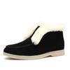 Fashion Women Ankle Boots Cow-suede-leather Boots Natural-fur Warm Winter Boots Slip-on Snow Boots for Girls Lady  Sweat Warm Shoes