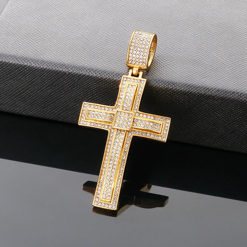 Hip Hop Gold Color Zirconia Dog Paw Pendant Necklace for Men Larger Cross Stainless Steel Jewelry Rock Women's Accessory Gift