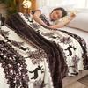 Flower Blanket for Sofa Reactive Printed Thin Blanket for Beds Single/Queen/King Coral Fleece Flannel Blanket Soft Warm Plaids