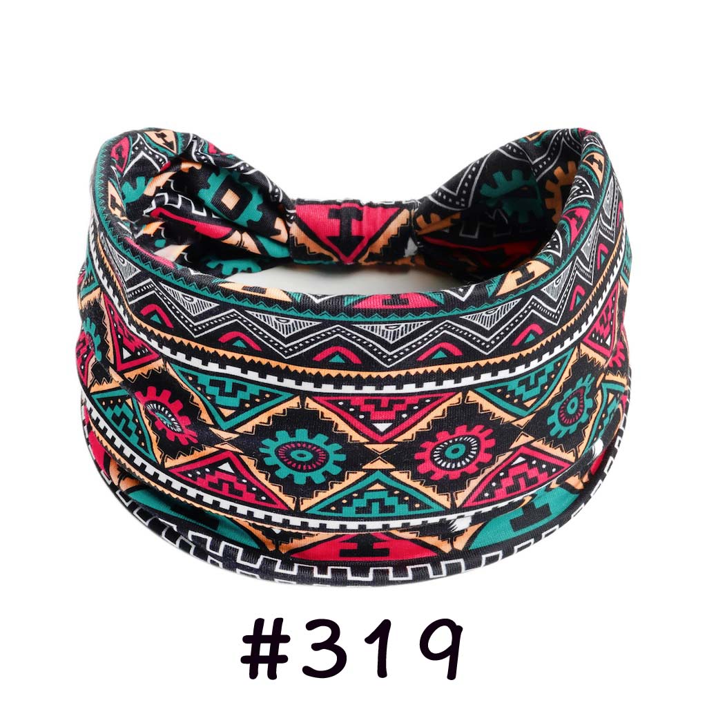 Boho Headbands for Women Cotton Wide Headwrap Non Slip Stretch Hairbands Workout Yoga Head Bands Bandage Running Bandana Turban Hair Accessories