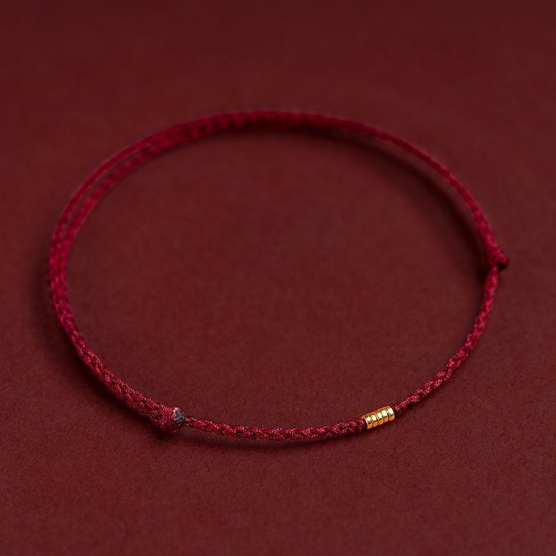 Fashion Handmade Gold Color Beads Red Rope Good Lucky Bangles Adjustable Charm Bracelets For Women Men Lovers' Gift