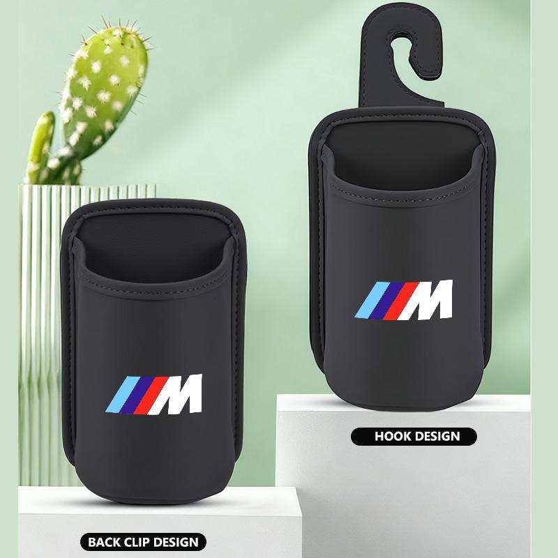 JFTX5 Leather Car Seat Cup Holder Hang Drink Storage Box Accessorie For BMW 1 3 5 7 Series M F01 F20 F10 F13 E52 E53 E60 E93