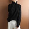 Модный длинный рукав однотонный свитер с высоким воротом женский осенне-зимний толстый теплый вязаный свитер женский повседневный винтажный свободный трикотаж 25145