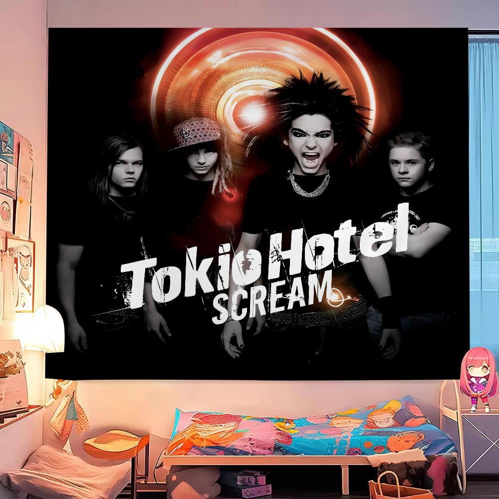 Tokio Hotel Рок-группа Билл Каулитц Сделай сам Настенный гобелен Подвесной Таро Хиппи Настенные ковры Общежитие Домашний декор