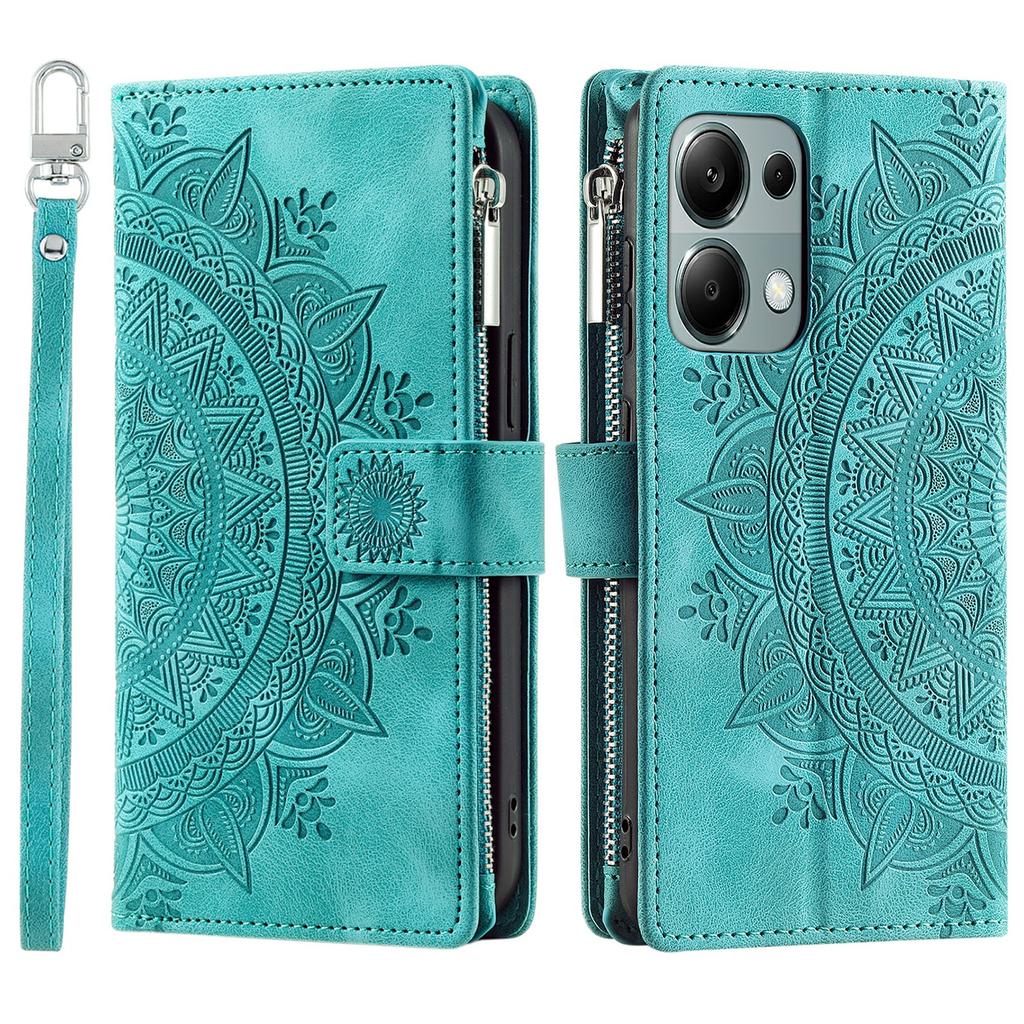 For Xiaomi Redmi Note 13 Pro 4G/Poco M6 Pro 4G Case PU Leather Flower Pattern Phone Cover
