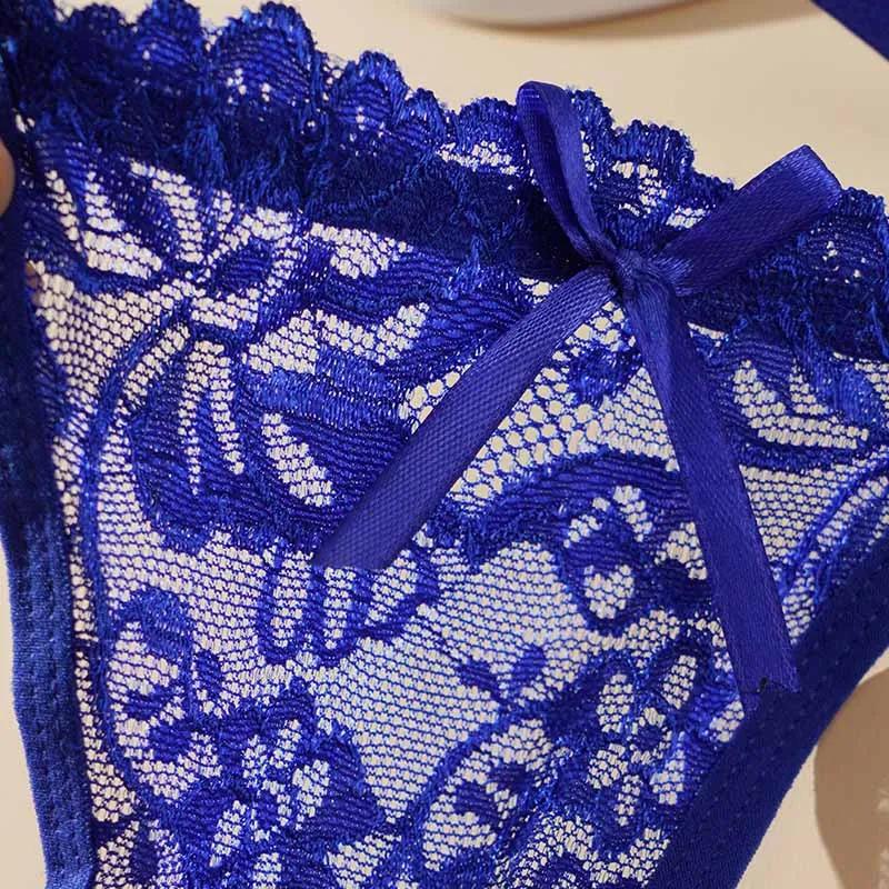 Sexy Adjustable Lingerie Women Low Rise Lace Thongs Sexy Hollow Out Underpants Female Breathable Perspective Thongs Underwear