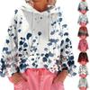 Женский худи свободного кроя с цветочным принтом и длинными рукавами