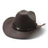 Американский стиль цилиндр шляпа вестерн ковбойская шляпа джаз шляпа кожа текстура фетр шляпа мужчины и женщины