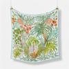 Silk Scarf Women Green Trees Print Square Scarves Wraps Bandana Small Hijab Foulards Lady Tie Headband Neckerchief