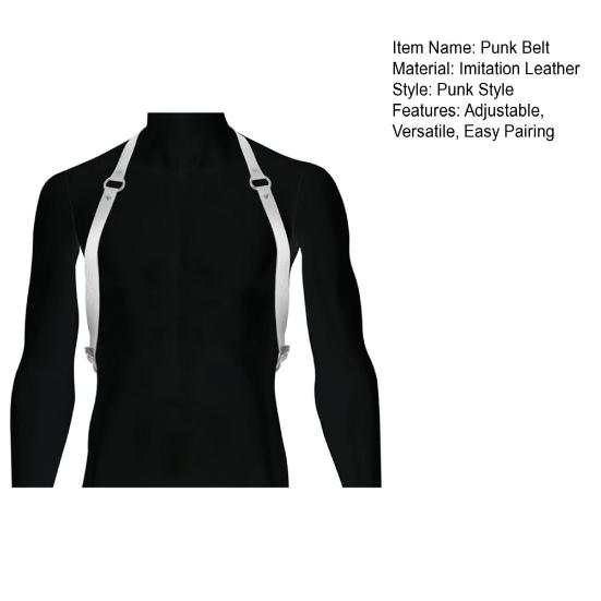 Men Women Punk Belt Punk Style Adjustable Faux Leather Harness with Buckled Straps Clothing Accessory