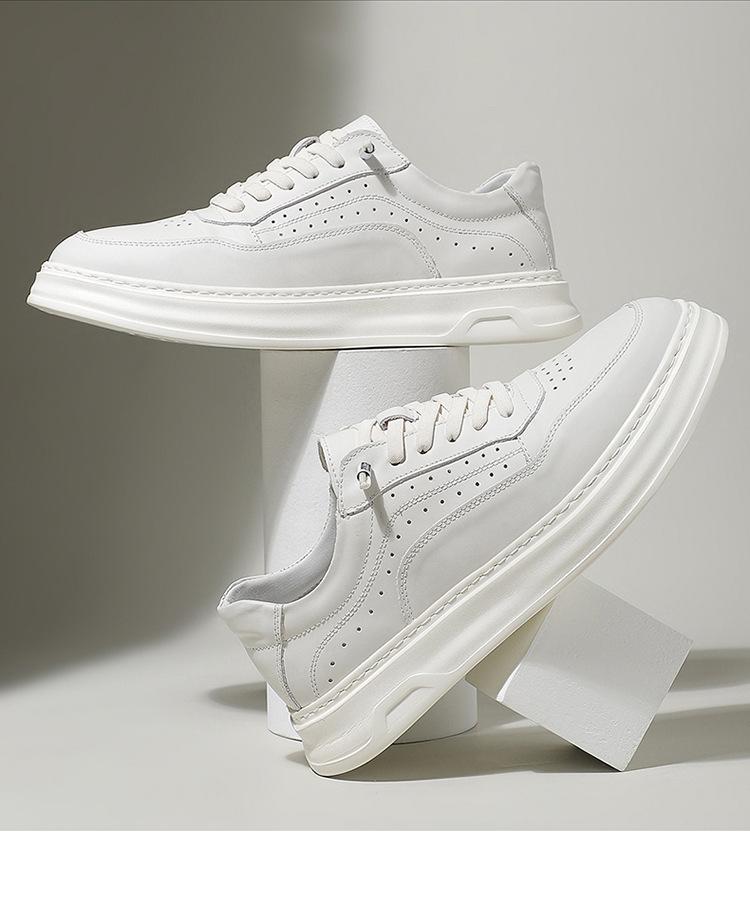 Новая мужская обувь из натуральной кожи, повседневная обувь на толстой подошве, белые плоские кеды для скейтборда, молодежные кроссовки на шнуровке