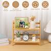 2-Layer Countertop Organizer Bamboo Coffee Cup Holder Multipurpose Condiment Grocery Storage Shelf for Home Kitchen Office