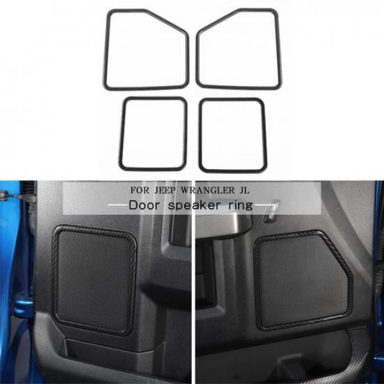 Carbon Fiber Front & Rear Door Speaker Cover Frame Trim Kit for Ford F150 15-19