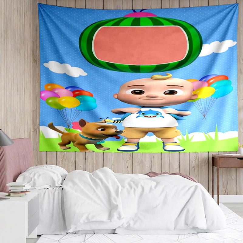 CoComelon Print Tapestry, Backdrop, Easy Setup, Ideal for Bedroom, Office & Living Room, with Aesthetic Wall Hanging Decor.