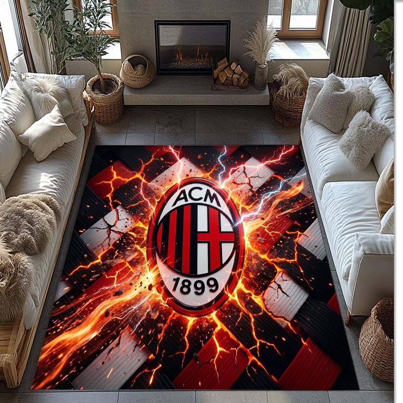 Фланелевый ковер с принтом AC Milan, нескользящий, мягкий, из полиэстера, для пола, декоративный коврик для спальни, гостиной, дивана, игровой комнаты, домашний декор