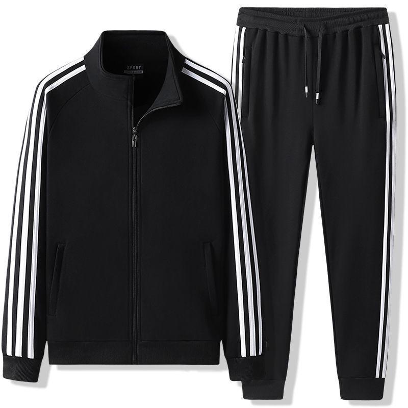 Men's Casual Sports Suit: Spring/Autumn Long-Sleeve Cardigan & Three-Bar Loose Two-Piece College Style