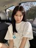 pure cotton white shoulder short-sleeved t-shirt women's new design sense niche American trendy cartoon half-sleeved top