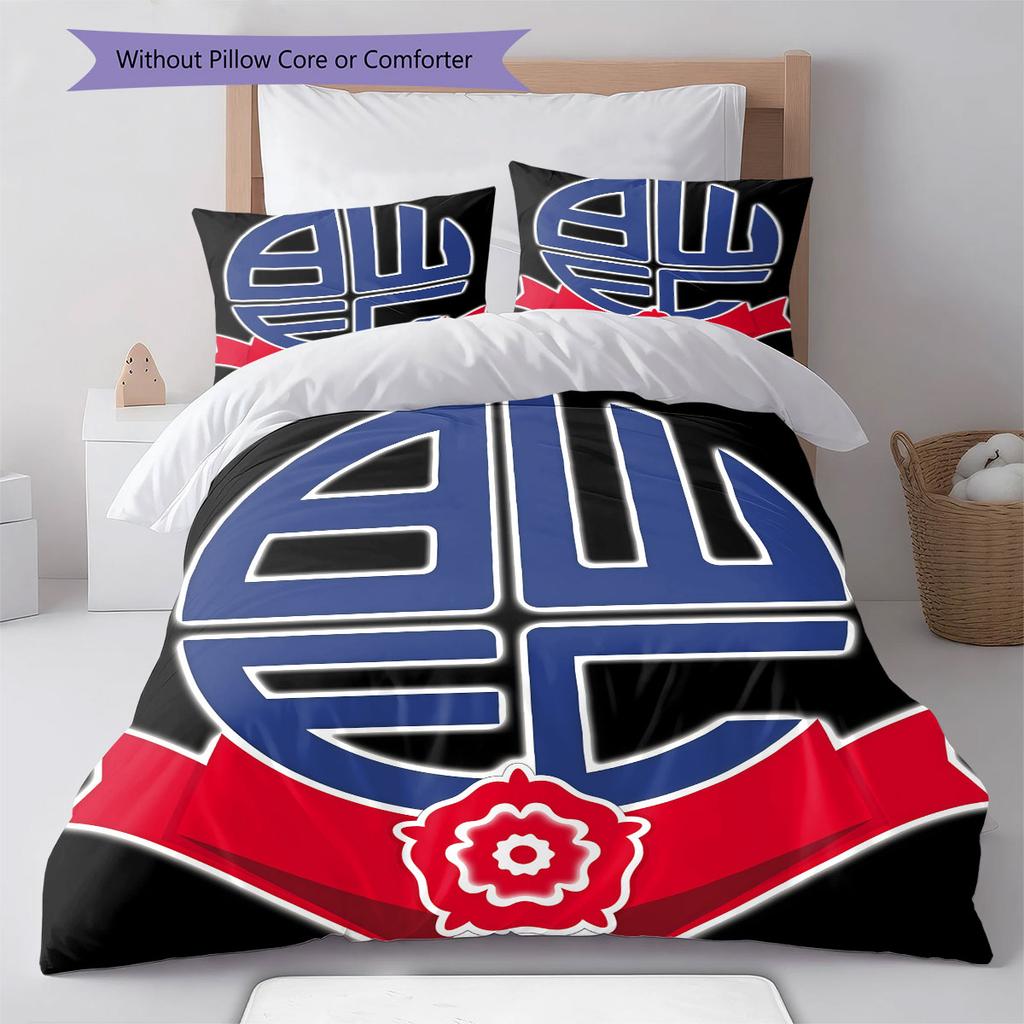 Bolton Wanderers F.C Bedding Quilt Set Quilt Cover Pillowcase Home Decoration Birthday Gift (1 * duvet cover + 2 * pillowcase, without core)