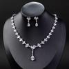 Elegant Zircon Teardrop Pendant & Earrings Bridal Jewelry Set for Women