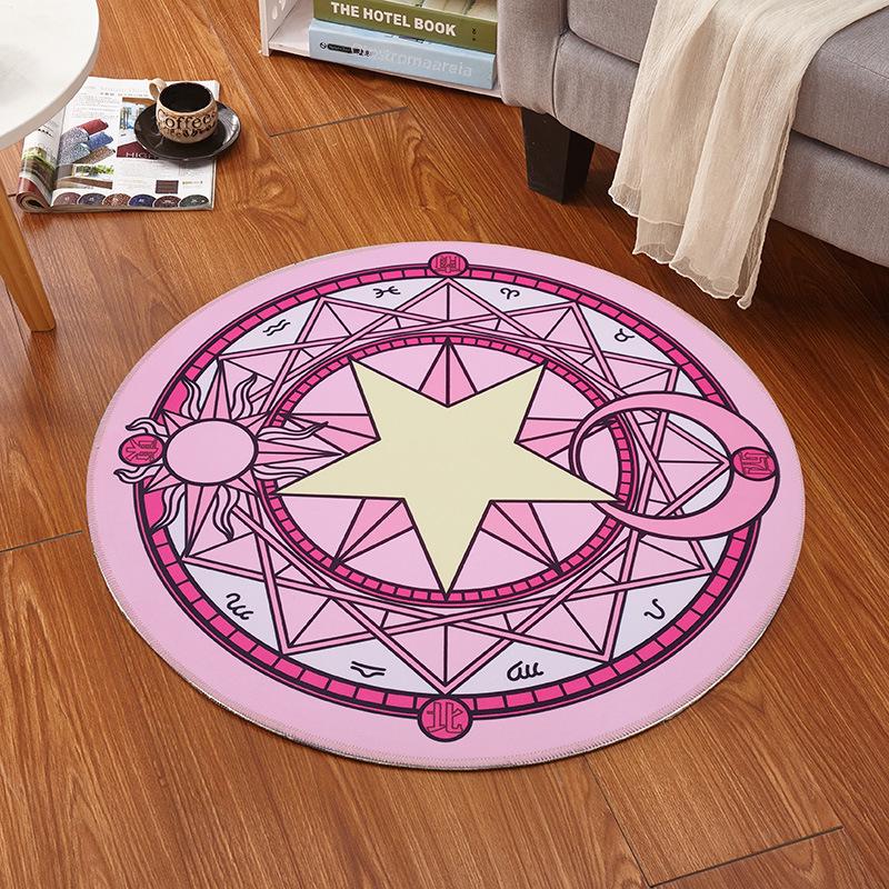 Cardcaptor Sakura Magic Circle Anime Carpet: Children's Round Floor Mat for Cloakroom or Hanging Basket