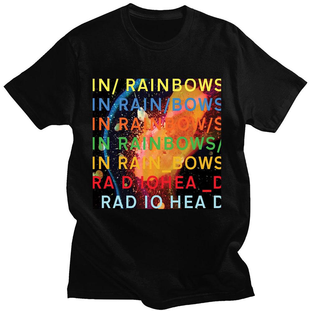 Футболка с изображением рок-группы Radiohead Music Album In Rainbows, мужская хип-хоп уличная одежда, готическая хлопковая стильная футболка с рисунком